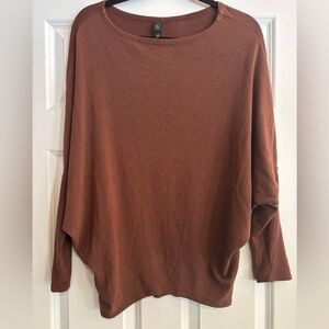 Alya Dolman Brown Knit Long Sleeve Top, size Small